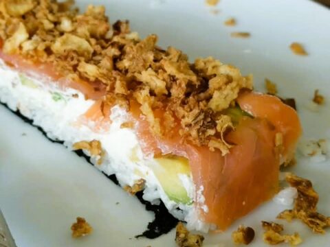 Sushi-lasagne met zalm